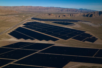 A large solar farm off Interstate 15 in Arrolime, Nevada. Credit: Visions of America/Joseph Sohm/Universal Images Group via Getty Images