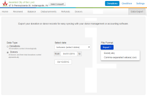 givelify donation app dashboard export