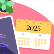 tablet next to a 2025 calendar